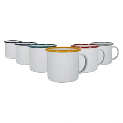 Image of 6pc 375ml White Enamel Mugs Set By Argon Tableware
