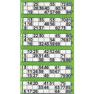 Image of Jumbo Bingo Ticket Singles, 6 to View Pad, Green