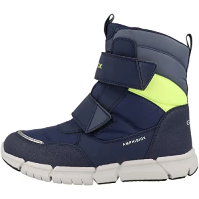 Image of Geox Boy&#039;s J Flexyper Boy Abx Ankle Boots, Navy Fluo Yellow, 4 UK Child