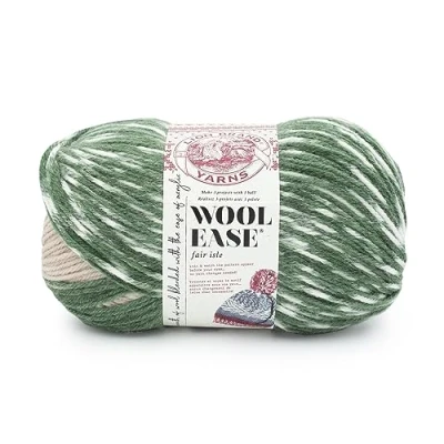 Image of Lion Brand Yarn Wool Ease Fair Isle Yarn, Beige/Olive
