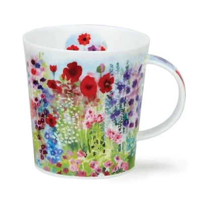 Image of DUNOON Lomond Shape Mug 0.32 Litre Cottage Garden (Red)