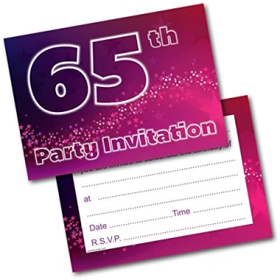 Image of Doodlecards 65Th Birthday Party Invitations Female Invites Pack of 20 Postcards and Envelopes