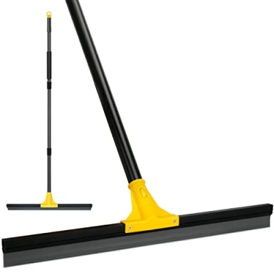 Image of Floor Squeegee for Concrete and Tile Cleaning, 24&#039;&#039; Broom Floor, Large Heavy Duty Rubber Scraper with 60&#039;&#039; Long Handle Garage, Deck, Bathroom, Shower Glass, Window
