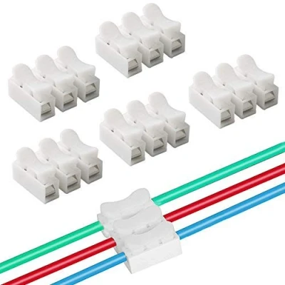 Image of QitinDasen 40 Pcs CH3 Spring Wire Connectors, Quick Cable Connector Terminal Block, Electrical Clamp Block Connector, No Screw Welding