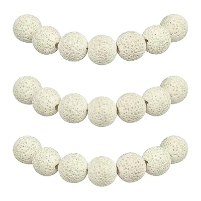 Image of MJDCB Natural Round Stone Beads Essential Oil Diffuser 8mm White Lava Volcanic Rock Loose Gemstone for Jewelry Making Bracelet Necklace 43pcs