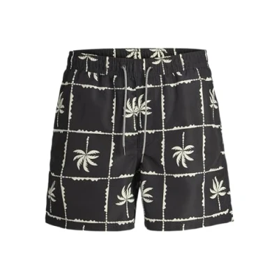Image of JACK&amp;JONES PLUS Men&#039;s Jpstfiji Jjswim Oceanday Ss24 Ly Pls Swimming Shorts, Black, W44