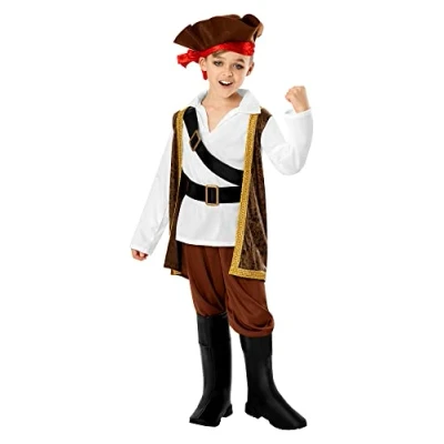 Image of Bristol Novelty 3013473 4 Pirate Costume Kids Fancy Dress, Boys, Girls, Multi, 3 Years