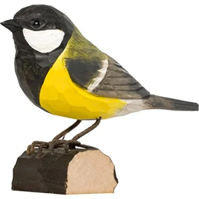 Image of WILDLIFEGARDEN Wildlife Garden DecoBird Great Tit (WG401) Hand Carved Decorative Bird Figurine Made of Linden Wood Small European Birds Collection