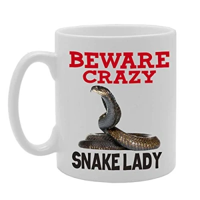 Image of Coralgraph Inc MG4438 Beware Crazy Snake Lady Novelty Gift Printed Tea Coffee Ceramic Mug