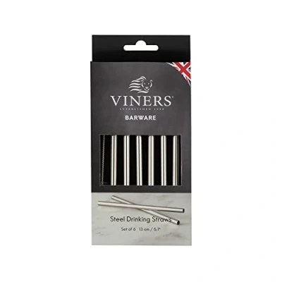 Image of Viners Short Steel Drinking Straws 6 Piece