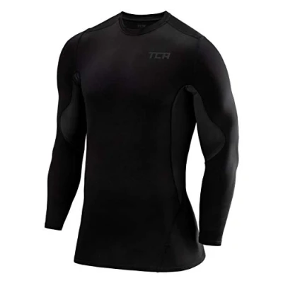 Image of TCA Men&#039;s SuperThermal Compression Base Layer Top Long Sleeve Thermal Under Shirt Black Stealth, XL