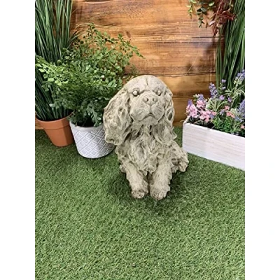 Image of J and L STONE Ornaments GARDEN KING CHARLES/COCKER SPANIEL DOG STATUE GIFT ORNAMENT