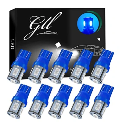 Image of W5W Bulbs, 501 LED Bulbs Blue T10 5630 5SMD Capless Wedge Car for Number Plate Lights, Dome Side Dashboard Lights
