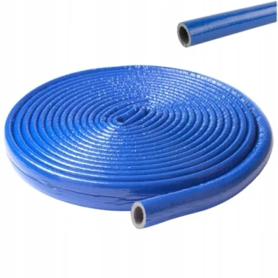 Image of 18mm Blue Coated Pipe Insulation Foam in Coil Length 10 Meters Strong Round Tube Lagging Thermal Acoustic Water Wrap (18mm, Blue)