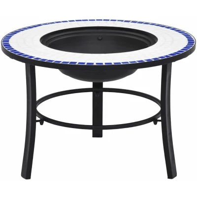 Image of vidaXL Mosaic Fire Pit Blue and White 68cm Ceramic