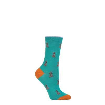 Image of Women&#039;s 1 Pair Thought Kenna Dog Bamboo Socks Peacock Green 4 7