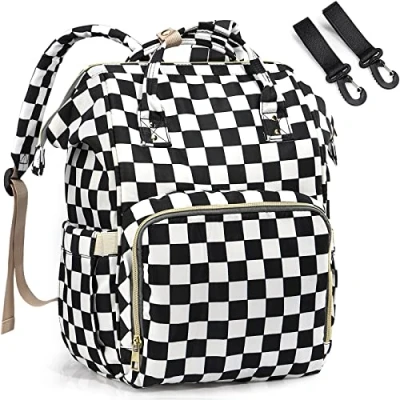 Image of Diaper Bag Backpack for Mom &amp; Dad, Multifunction Waterproof Baby Changing Bags, Large Nappy (Checkered)