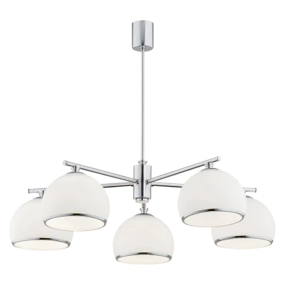Image of Marbella Multi Arm Pendant Ceiling 5 Light Opal Matt, Chrome