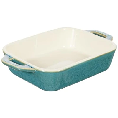 Image of Staub 40511 882 Rectangular Dish, Turquoise, 5.5 x 4.3 inches (14 11 cm), Ceramic Gratin Oven, Microwave Safe