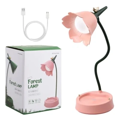 Image of Pagezol LED Desk Lamp Rechargeable, 3 Color Modes Dimmable Table Lamp, Cordless Light, Cute Flower Children&#039;s Touch Lamps Bedside, Light Reading Study Bedroom