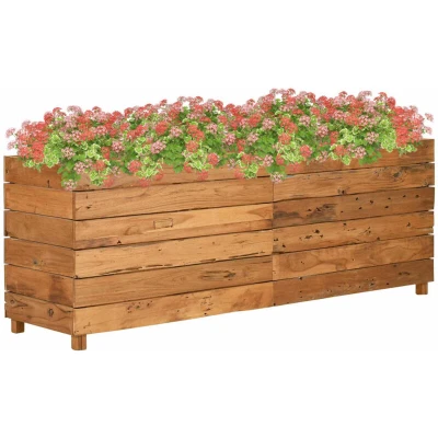 Image of vidaXL Raised Bed 150x40x55 cm Recycled Teak Wood and Steel