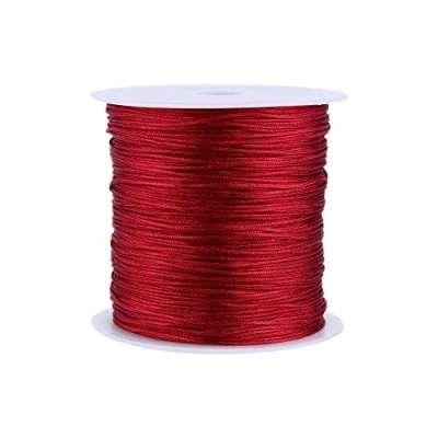 Image of Haofy Craft Nylon Thread, Elastic Beading Cord, Stretch Fabric Crafting String, Chinese Knot Rattail Macrame Shamballa Thread for DIY Bracelet Necklace Sewing Jewellery Making,100m (Red Wine)
