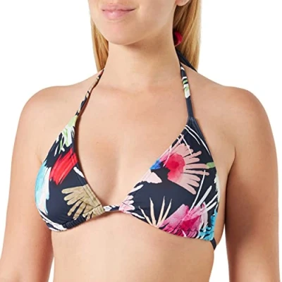 Image of Firefly Womens Mara Bikini Top, Navy Dark/Flower, 40 EU