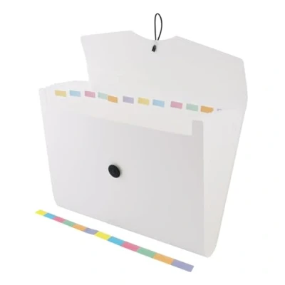 Image of D.RECT Expandable Expanding File Document Organiser Folders Expander for School Office Home Pockets Filing Box 12 Compartments Size: A4 Colour: White