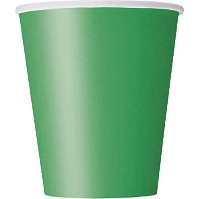 Image of Vibrant Emerald Green Solid Paper Cups (9oz) 8 Count Vibrant, Eco Friendly Disposable Drinkware for Parties and Events