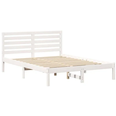 Image of With Headboard White 120 x 190 cm Solid pine wood Vidaxl