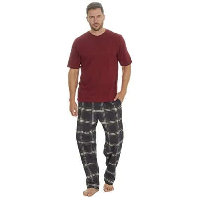 Image of Undercover Mens Check Lounge Set 31B1671 Burgundy/Navy (Burgundy Top) Medium