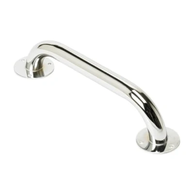 Image of HOMECRAFT Steel Ringwood Grab Bar, Safety Rail and Mobility Aid for Bathroom Shower, Elderly, Disabled, Indoor Outdoor Attachment , Chrome or White Expoxy Finish 12&quot;