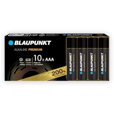 Image of BLAUPUNKT Premium AAA alkaline battery, pack of 10, best for game controllers, toys, LR03BPR/10CB