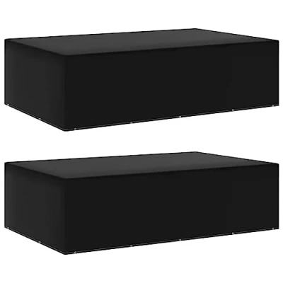Image of vidaXL Garden Furniture Covers 2 pcs, Durable Polyethylene, 325x205x90 cm, Black, with Aluminium Eyelets and Fastening Rope Tear proof, UV Water resistant