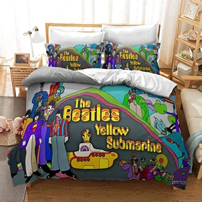 Image of CHAOSE The Beatles Duvet Cover Sets 220X240 Quilt 2 Persons 3 Pieces Bed Linen Bedding Set Pillowcases with Closure (Rock 01,King(220x230cm))
