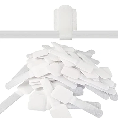 Image of LABEL THE Cable Self Adhesive Hook and Loop Holders for Perfect Management Organisers Walls &amp; Desks LTC WALL STRAPS Pack of 50 White PRO 3120