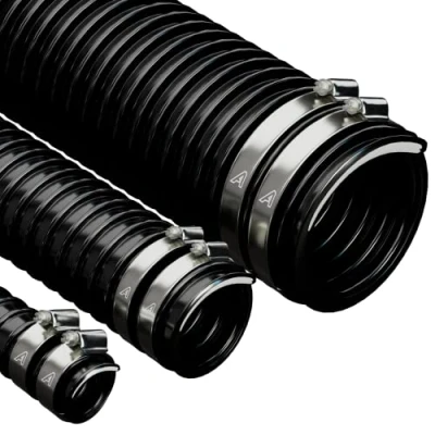 Image of 25mm (1&quot;) X 2 Metre Black Corrugated PVC Flexible Pond Hose with Pipe Clips
