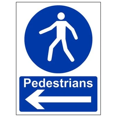 Image of V Safety Pedestrians, Arrow Left Sign 150mm x 200mm Self Adhesive Vinyl