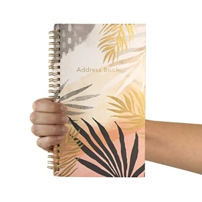 Image of Slim Telephone Address Book A Z Index Hard Back Spiral Bound Cover (Tropical Design)