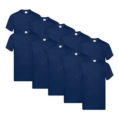Image of Fruit of the Loom Men&#039;s Original T. T Shirt (Pack 10), 10x Navy + 1 Hl Purchase Notepad, 3XL