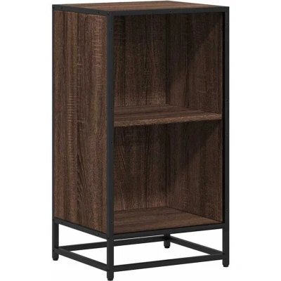 Image of vidaXL Book Cabinet/Brown Oak Bookshelf Engineered Wood &amp; Metal/40x35x76 cm Modern Design Ample Storage for Office/Living Area