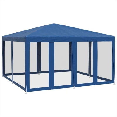 Image of vidaXL Party Tent with 8 Mesh Sidewalls Blue 4x4 m HDPE