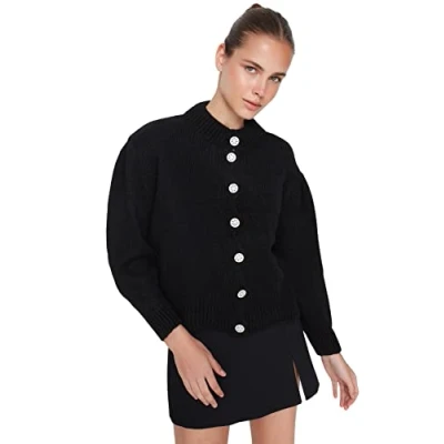 Image of Trendyol Women Regular fit Basic Button Placket Knitwear Cardigan Black