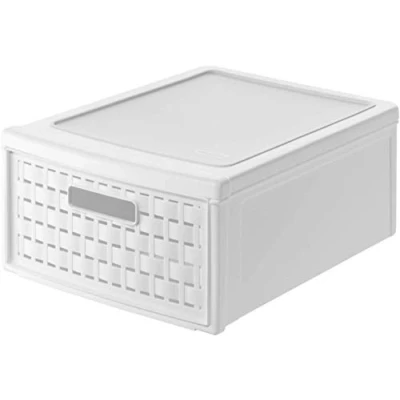 Image of Rotho, Country, drawer box 8.3l with 1 in rattan look, Plastic (PP) BPA free, anthracite, klein/8,3l (35,0 x 26,0 14,5 cm)