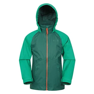 Image of Mountain Warehouse Torrent Kids Waterproof Rain Jacket Taped Seams Raincoat, Lightweight, Breathable, Girls &amp; Boys Rainwear For Autumn, Winter, Wet Weather Khaki Teen Size 13 Years
