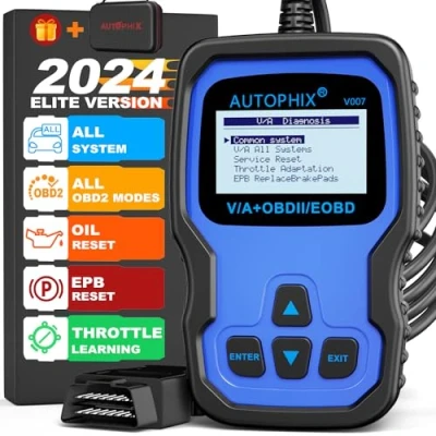 Image of AUTOPHIX V007 OBD2 Scanner Compatible with Volkswagen VW Audi Skoda Seat, Car Diagnostic Tool Engine ABS Airbag Transmission Code Reader Throttle Adaptation TP Position Check Oil Brake Pad Reset