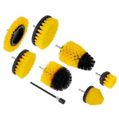 Image of Sealey Drill Brush Set 8pc, Yellow