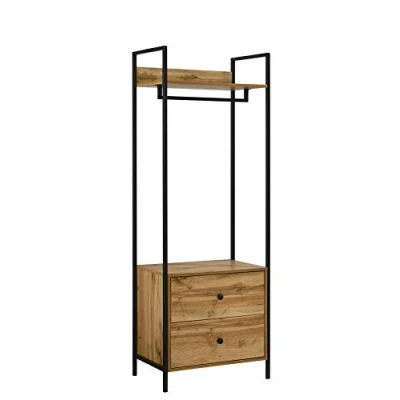 Image of Timber Art Design UK Zahra Double Open Wardrobe With 2 Drawers Hanging Rail Contemporary Storage Organizer Unit For Modern Bedroom, Living Room Furniture 180 x 63.8 40 cm