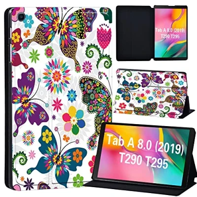 Image of FINDING Case Galaxy Tab A 8.0 2019 T290 T295, Slim Light Cover Stand Hard Shell Folio for inch Tablet Model SM (Wi Fi) T295 (LTE) (multi colorful butterfly)