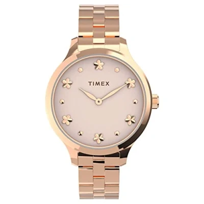 Image of Timex Women&#039;s Peyton 36mm Quartz Dress Watch with Stainless Steel Strap, Rose Gold, 14 (Model: TW2V23400VQ)